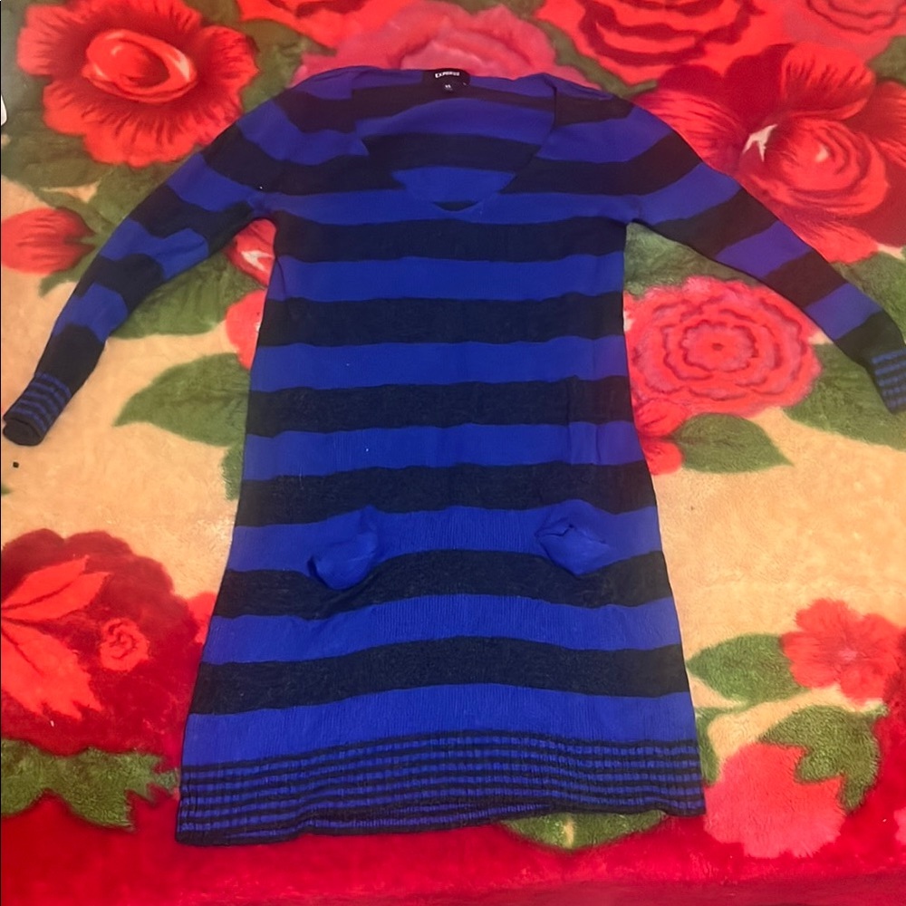 Striped Blue and Black Women's Sweater